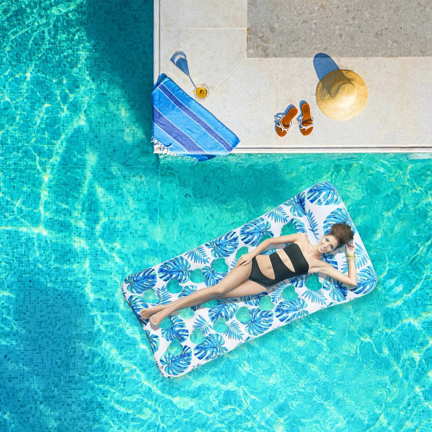 3-Pack: Inflatable Pool Float Raft Water Lounge 330lbs Load-Bearing Mattress with Headrest