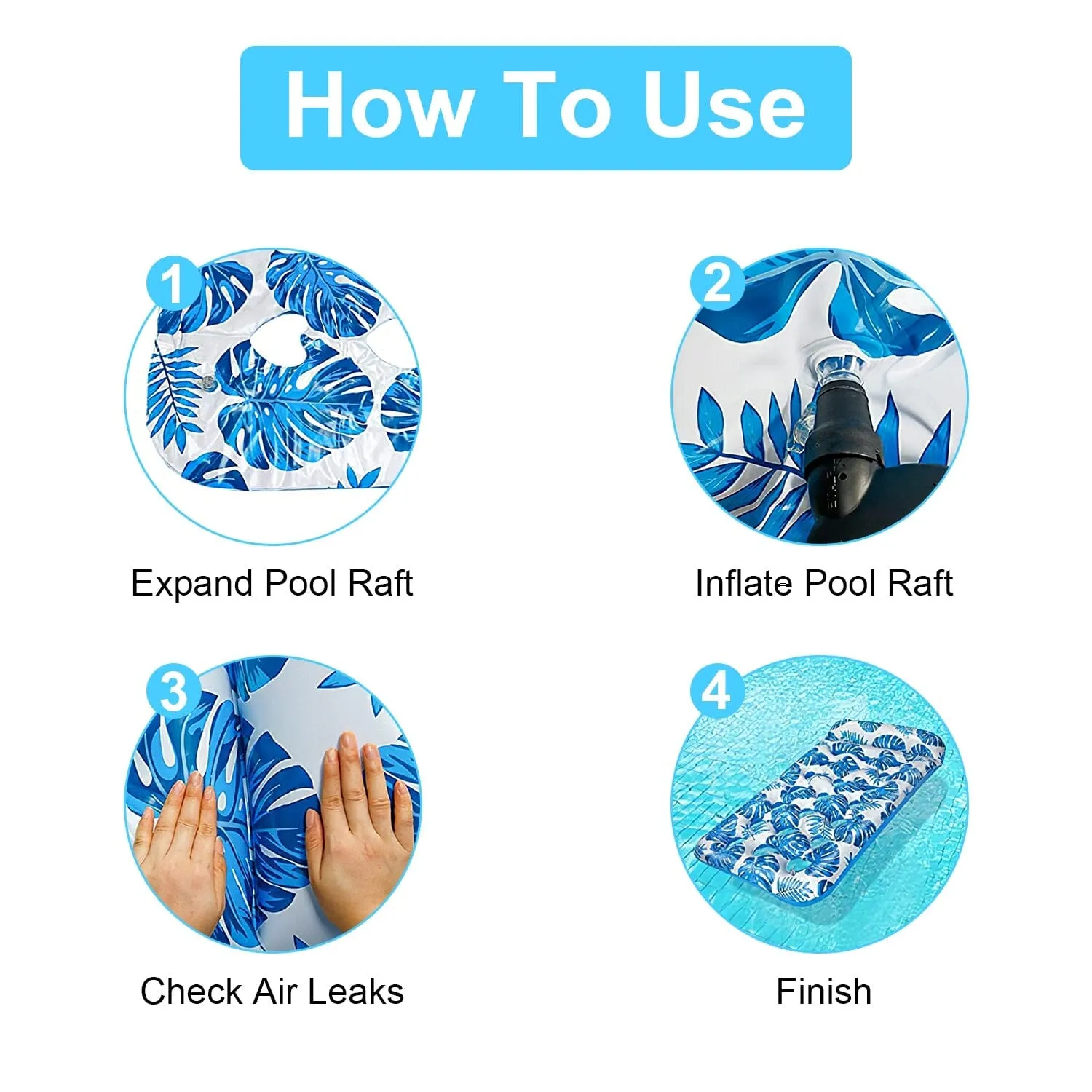 3-Pack: Inflatable Pool Float Raft Water Lounge 330lbs Load-Bearing Mattress with Headrest