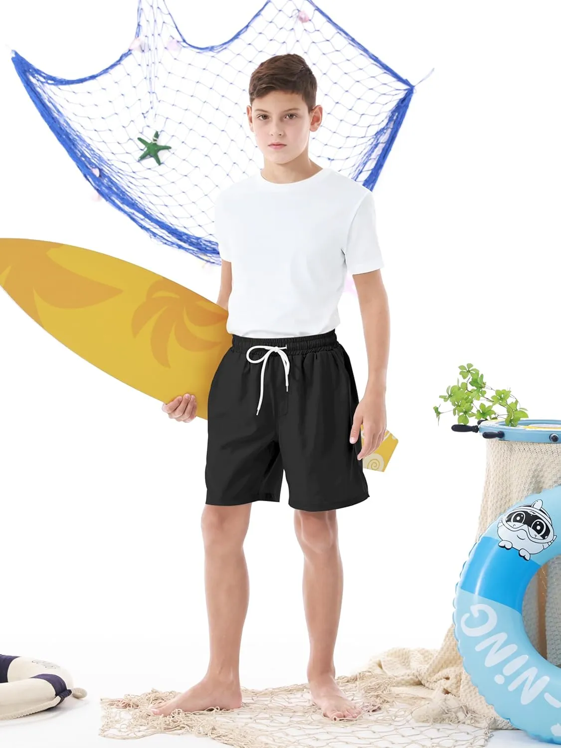 3/1 Pack Boys Swim Trunks UPF 50  Swim Shorts Kid Board Shorts with Mesh Lining Quick Dry Beachwear Swimsuit