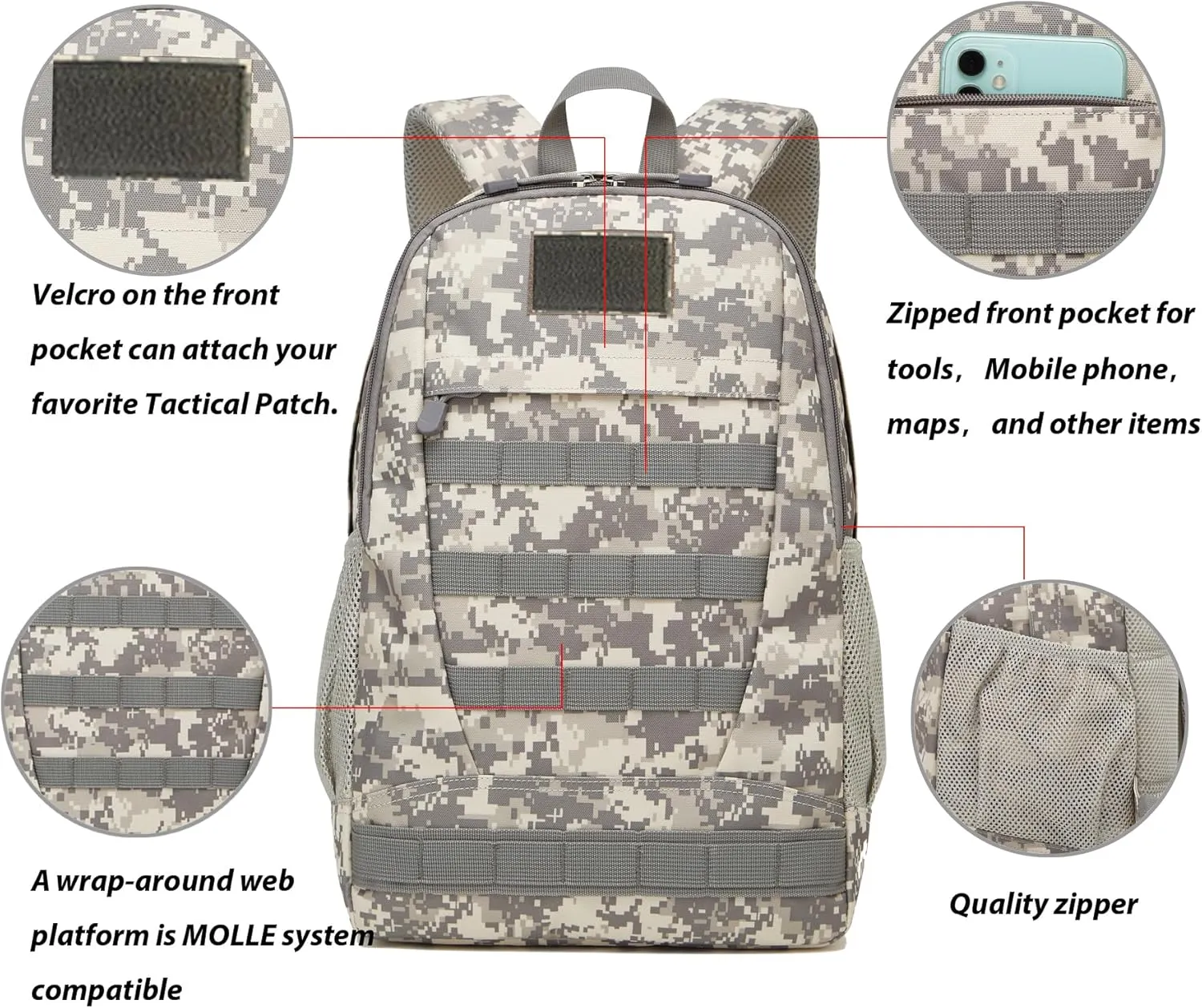 ArcEnCiel 35L Motorcycle Backpack Tactical Military Bag Army Assault Pack Rucksacks with Patch - Rain Cover Included