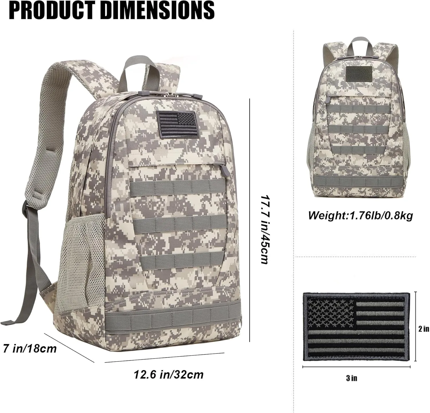 ArcEnCiel 35L Motorcycle Backpack Tactical Military Bag Army Assault Pack Rucksacks with Patch - Rain Cover Included