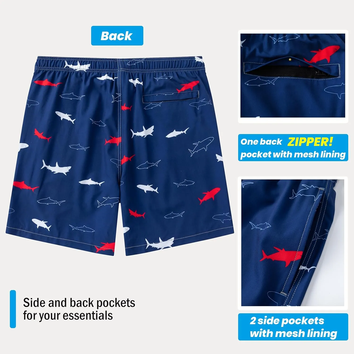 Aueyan Mens Swim Trunks with Compression Liner 7 inch Quick Dry Beach Board Shorts