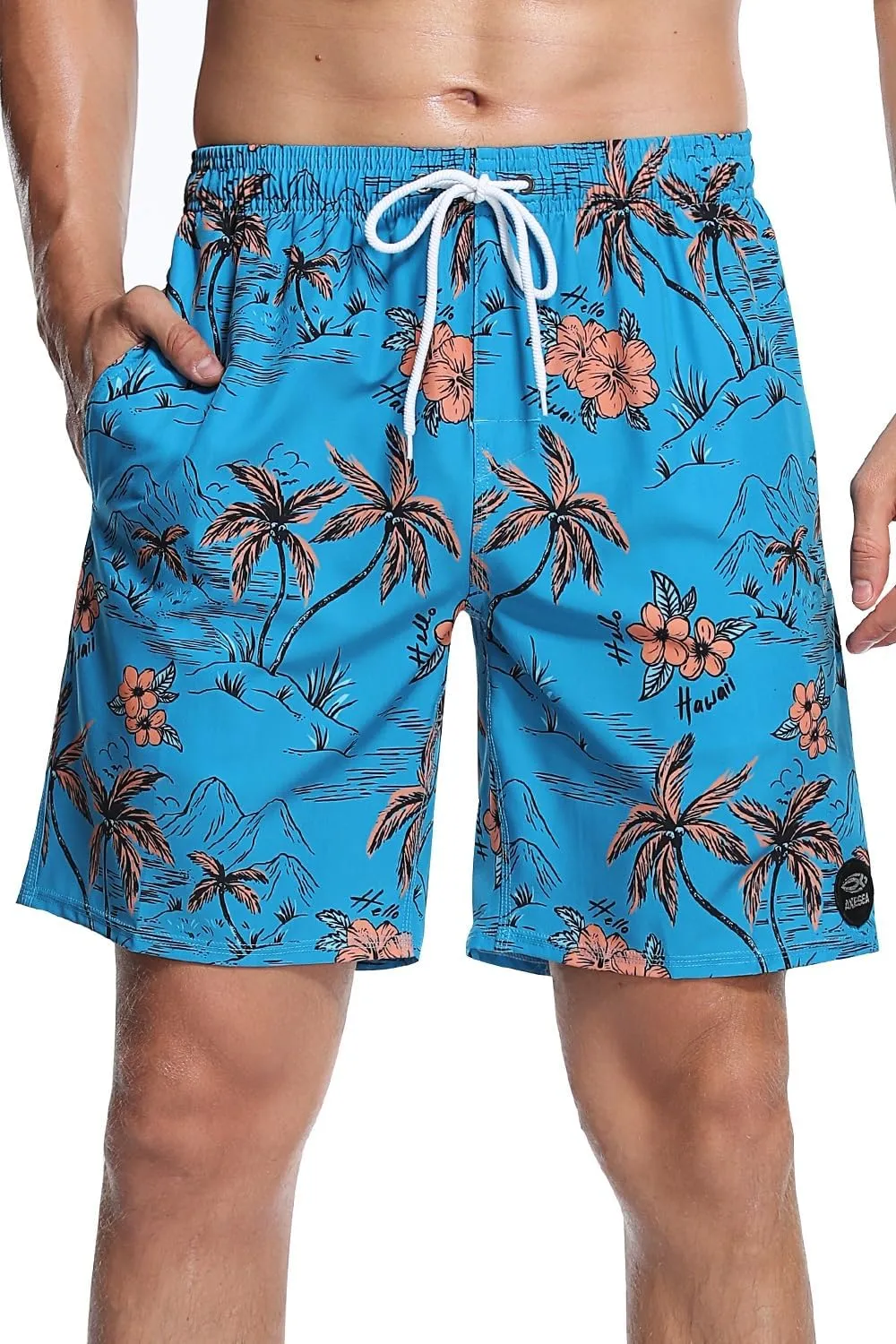 AXESEA Men's Swim Trunks Elastic Quick Dry with Pockets Swimwear Bathing Suits No Mesh Lining Beach Shorts