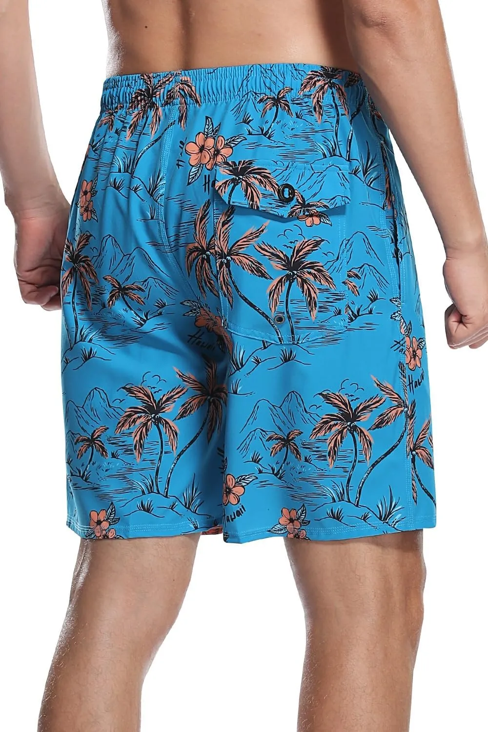 AXESEA Men's Swim Trunks Elastic Quick Dry with Pockets Swimwear Bathing Suits No Mesh Lining Beach Shorts