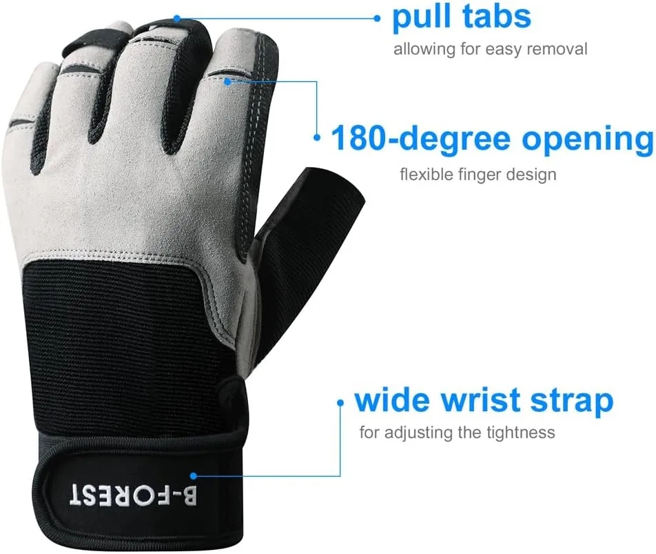 B-Forest 3/4 Length Finger Sailing Gloves for KayakingRowing,Stand Up Paddle Boards, Water Skiing, Paddling and Diving,Professional Fishing Gloves for Men Women Youth