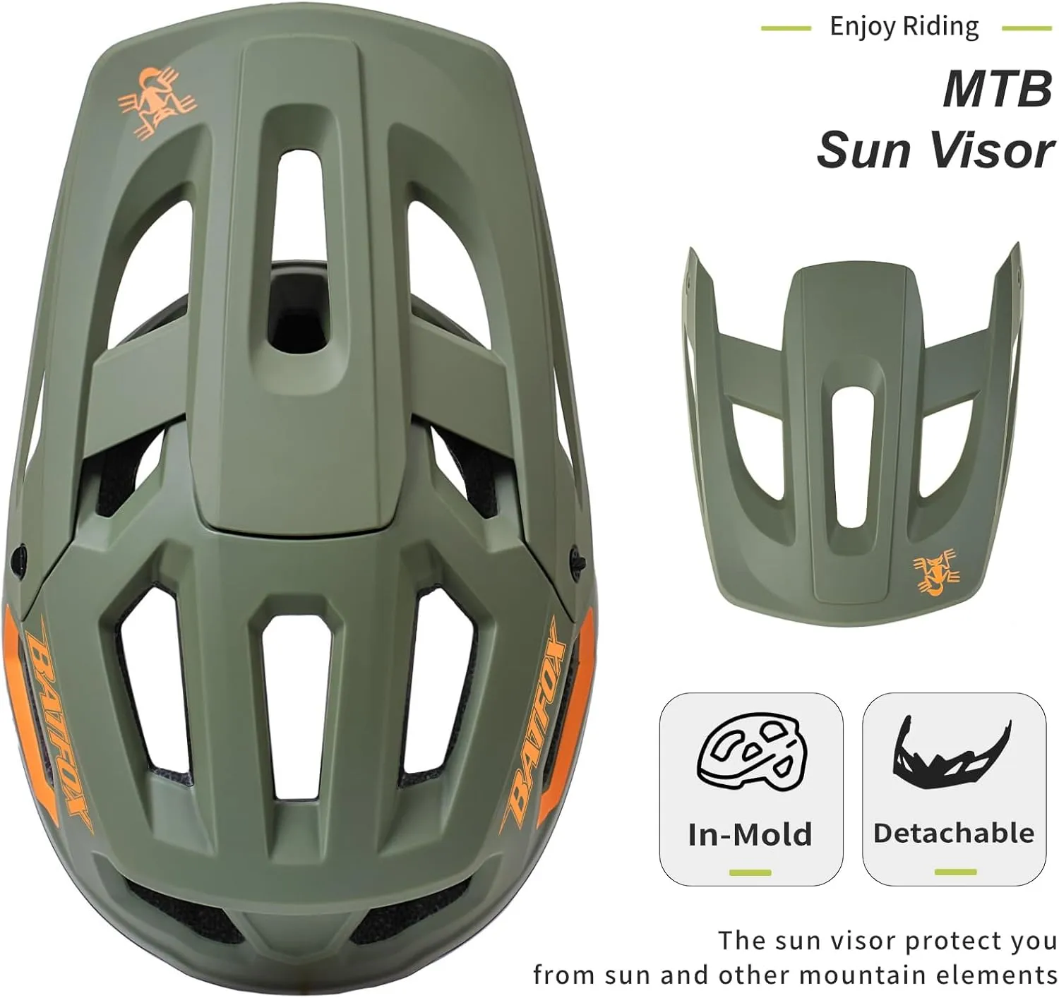 BATFOX Bike Helmet,Mountain Bike Helmet Helmets for Men Women Adults Youth