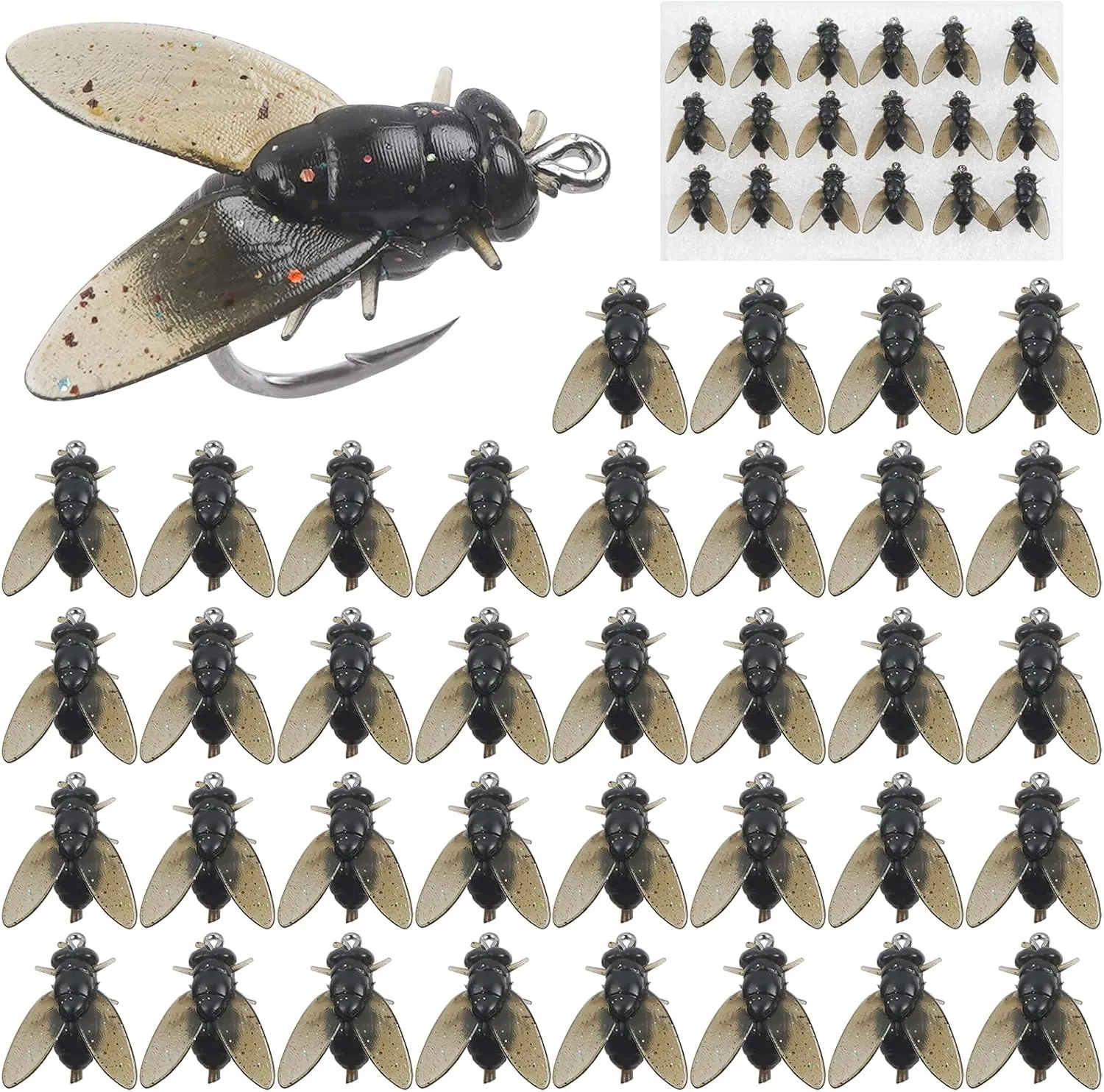 Bionic Fly Fishing Bait, Flies Fishing Lures Kit Trout Jigs Swimbaits Dry Flies Fly Fishing Lures Fish Attractant Fly Fishing Hook for Saltwater Freshwater Bass Panfish 15mm