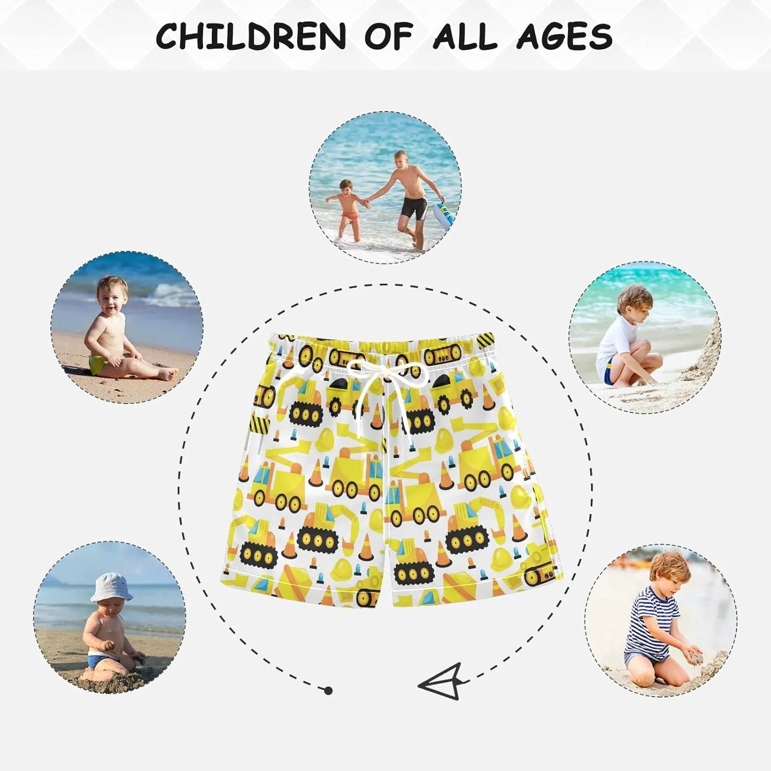 Boccsty 80S 90S Boys Swim Trunks Baby Kids Swimwear Summer Toddler Beach Board Shorts Bathing Suit 2T-XL