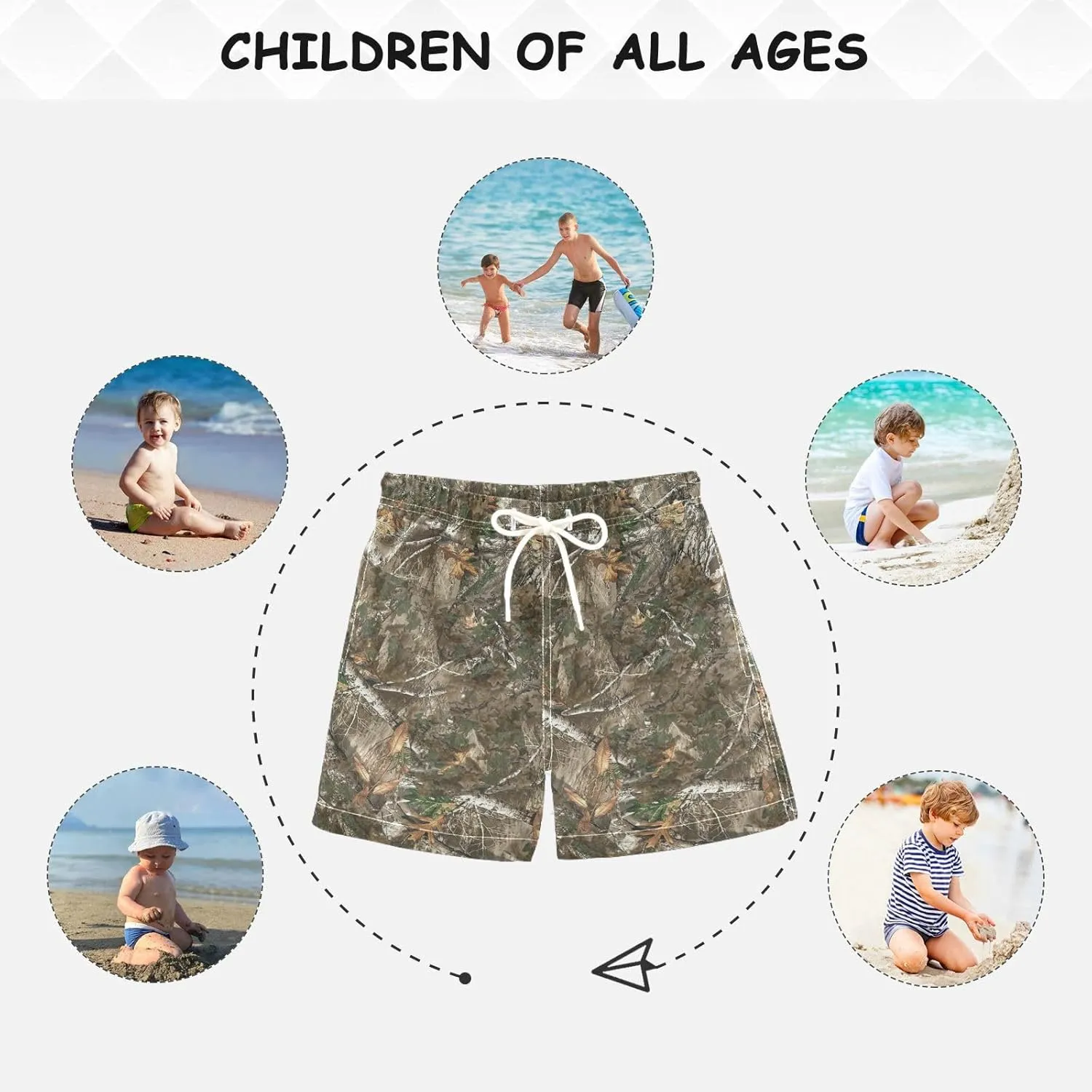 Boccsty 80S 90S Boys Swim Trunks Baby Kids Swimwear Summer Toddler Beach Board Shorts Bathing Suit 2T-XL