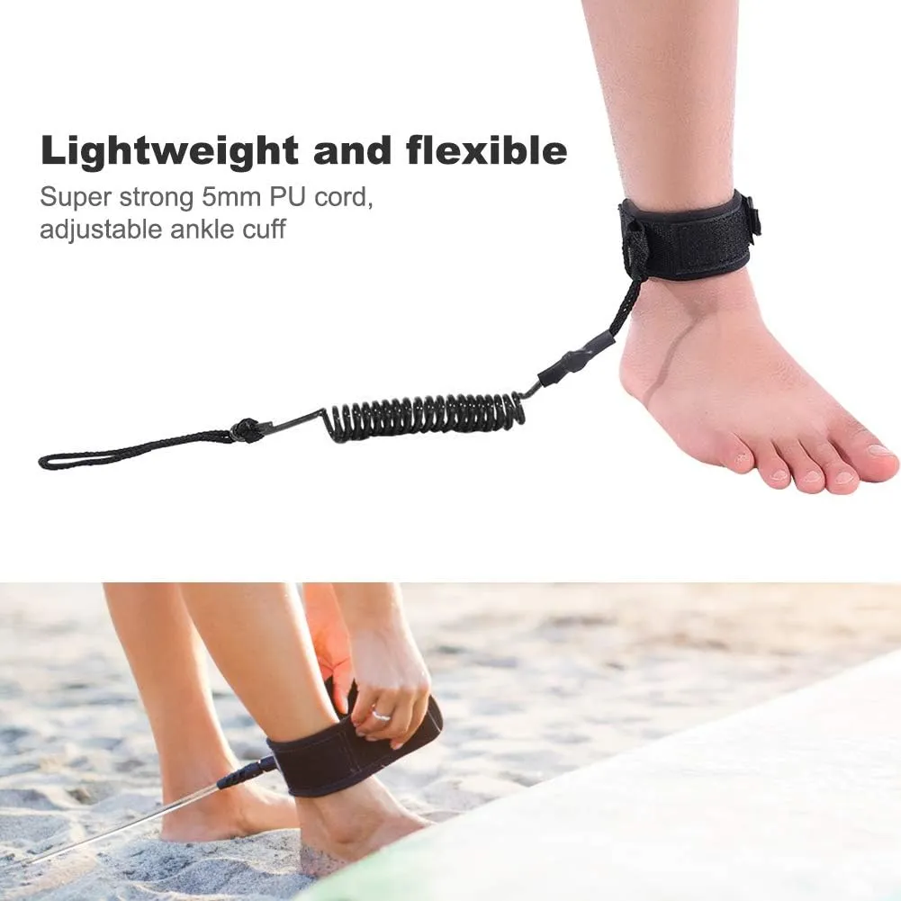 Boogie Board Leash Sup Leash Paddle Board Leash Paddle Board Leash Ankle Surf Boards Adults,Stand Up Paddle Board 5mm Coiled Spring Leg Foot Rope Surfing Leash for Surfboard