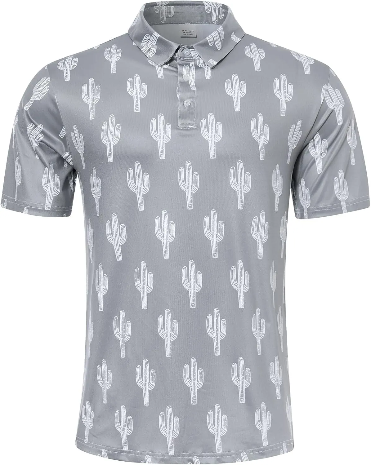 Fanient Men Golf Polo Shirts Short Sleeve 3D Printed Dry Fit Moisture Wicking 4-Way Stretch Summer Athletic Polo Shirts