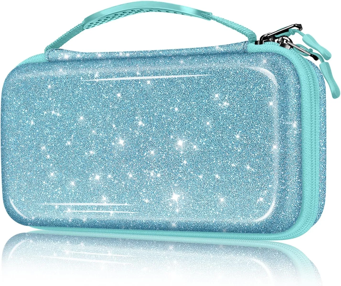 FINTIE Carrying Case for Nintendo Switch OLED Model 7.0"/Switch 6.2", Portable Traveler Protective Cover Storage Bag with 10 Game Card Slots & Inner Pocket, Glittering Blue