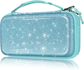 FINTIE Carrying Case for Nintendo Switch OLED Model 7.0"/Switch 6.2", Portable Traveler Protective Cover Storage Bag with 10 Game Card Slots & Inner Pocket, Glittering Blue