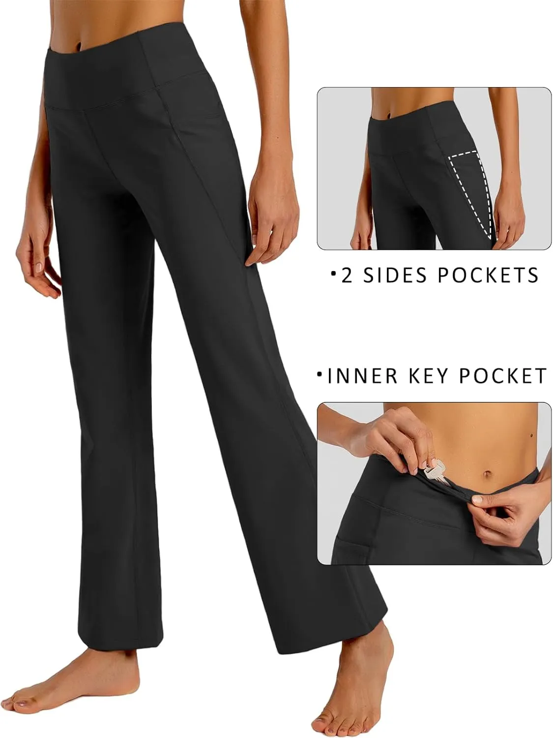 FIRST WAY Buttery Soft Women's Bootcut Yoga Pants Capris with 3 Pockets Lounge Floral Printing