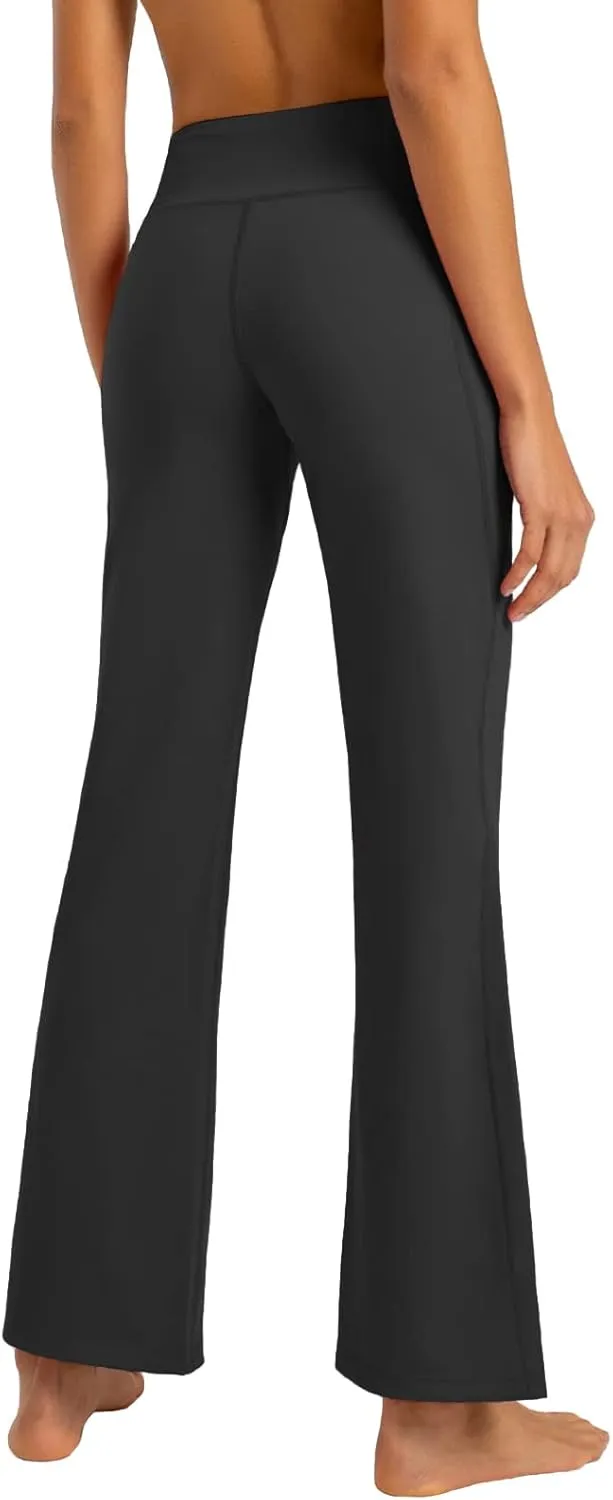 FIRST WAY Buttery Soft Women's Bootcut Yoga Pants Capris with 3 Pockets Lounge Floral Printing
