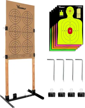 Highwild Adjustable Target Stand Base for Paper Shooting Cardboard Silhouette H Shape Stand Base for Shooting Range 1x2 Wooden Target Station Setup - 1 Pack
