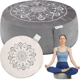 Hihealer Meditation Cushion, Traditional Tibetan Meditation Pillow Velvet Cover - Large Floor Cushion Seating for Adults - Yoga Buckwheat Bolster for WomenMoms