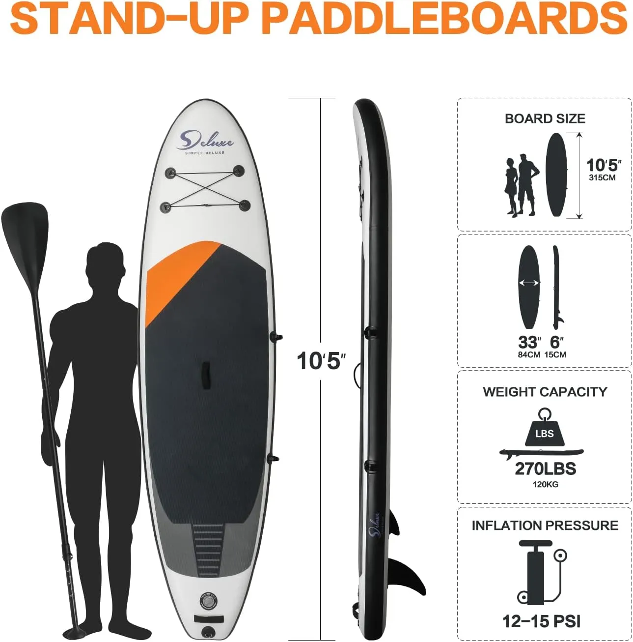 Inflatable Stand Up Paddle Board  Simple Deluxe Premium SUP for All Skill Levels, Pink Paddle Boards for Adults & Youth, Blow Up Stand-Up Paddleboards with Accessories & Backpack, Surf Control