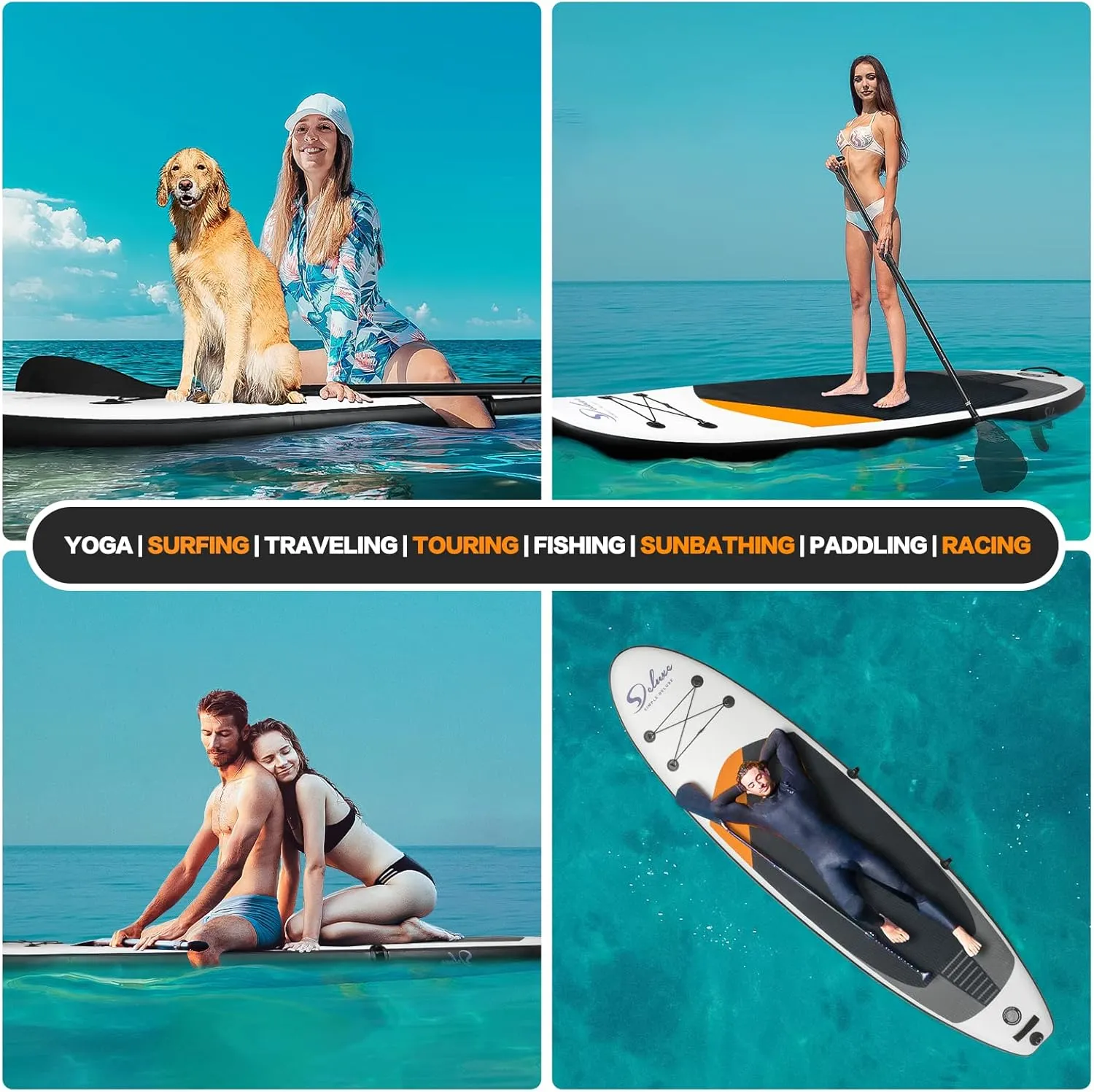 Inflatable Stand Up Paddle Board  Simple Deluxe Premium SUP for All Skill Levels, Pink Paddle Boards for Adults & Youth, Blow Up Stand-Up Paddleboards with Accessories & Backpack, Surf Control