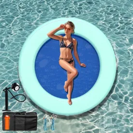 Inflatable Water Hammock 3.6FT/6FT/8FT Round Float Ring, Adults Heavy Duty River Inflatable Stable Platform Raft Water Floating Docks Mat for Lake and Pool