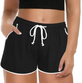 IN'VOLAND Plus Size Swim Shorts for Women Quick Dry Beach Boardshorts Swimwear Bottom Trunks with Pockets 2025 A-Black