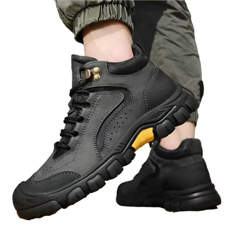 Men's Anti-Slip Outdoor Genuine Leather Hiking Walk Mountaineering  Snow Boots
