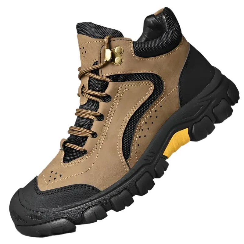 Men's Anti-Slip Outdoor Genuine Leather Hiking Walk Mountaineering  Snow Boots