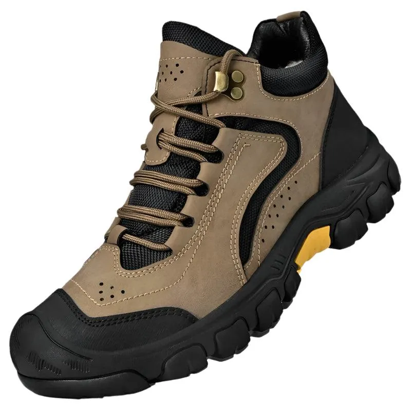 Men's Anti-Slip Outdoor Genuine Leather Hiking Walk Mountaineering  Snow Boots