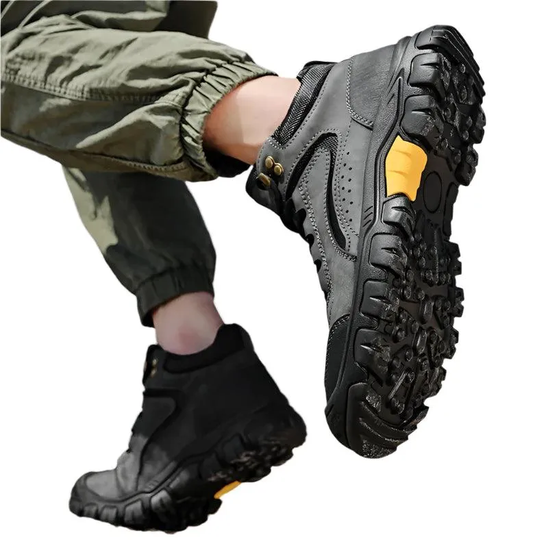 Men's Anti-Slip Outdoor Genuine Leather Hiking Walk Mountaineering  Snow Boots