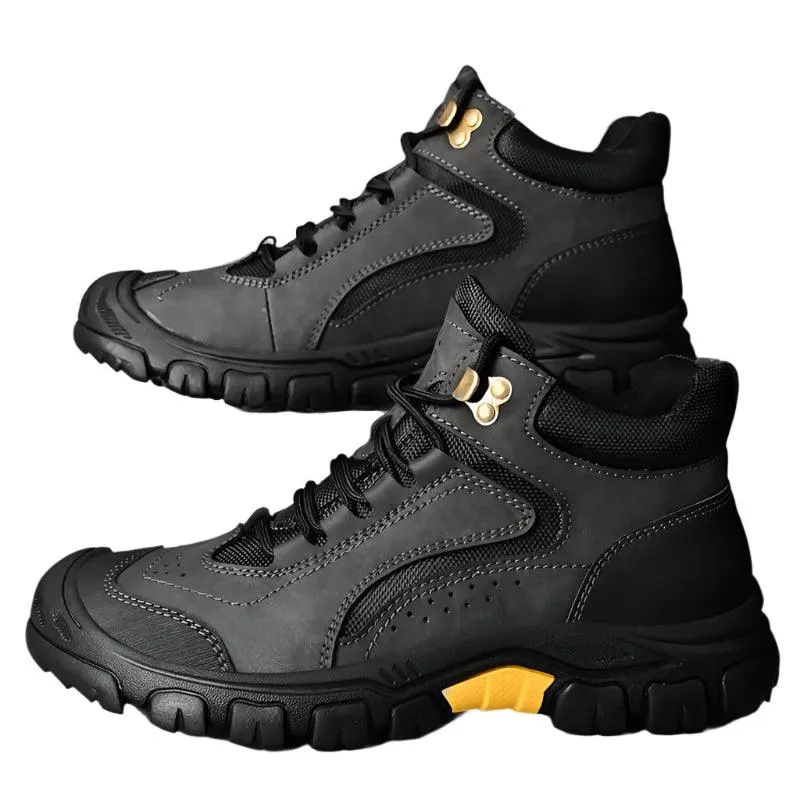Men's Anti-Slip Outdoor Genuine Leather Hiking Walk Mountaineering  Snow Boots