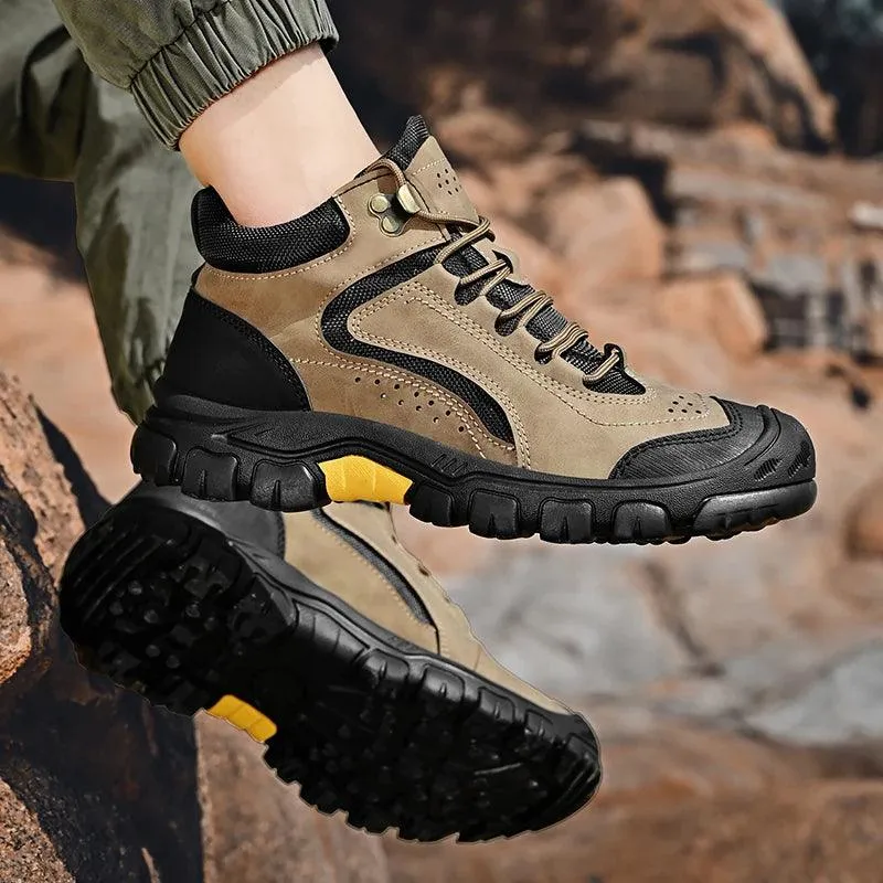 Men's Anti-Slip Outdoor Genuine Leather Hiking Walk Mountaineering  Snow Boots