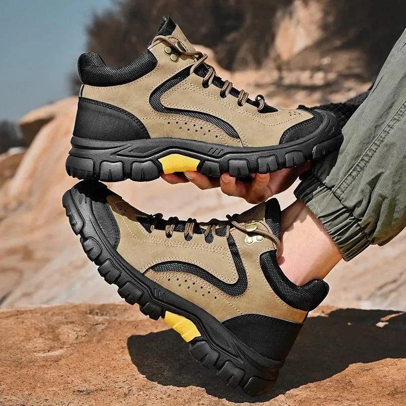 Men's Anti-Slip Outdoor Genuine Leather Hiking Walk Mountaineering  Snow Boots