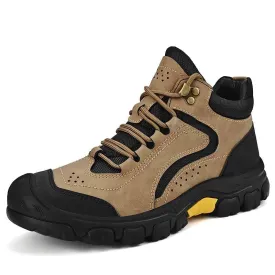 Men's Anti-Slip Outdoor Genuine Leather Hiking Walk Mountaineering  Snow Boots
