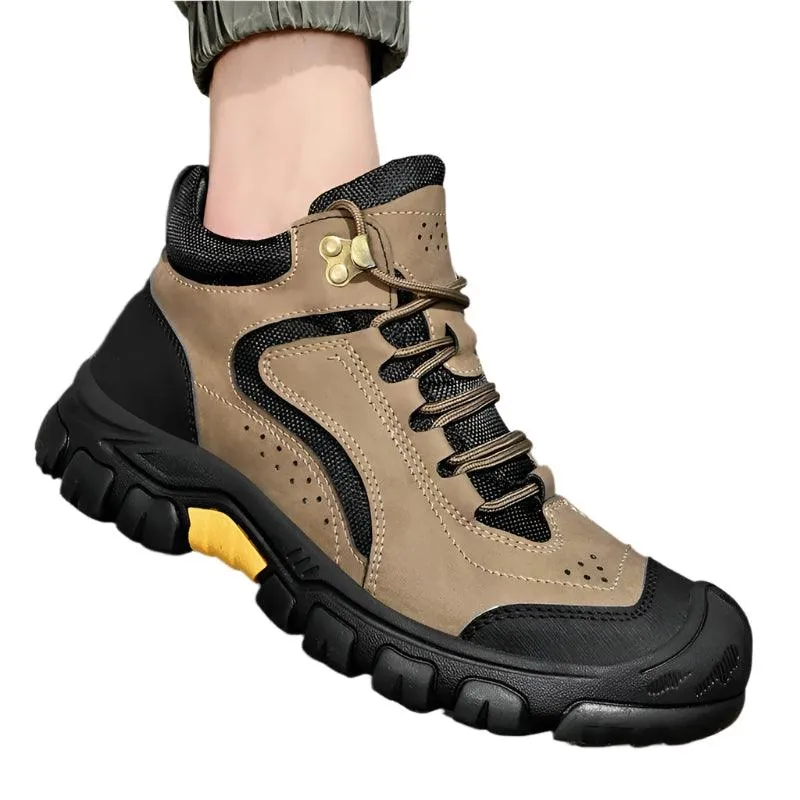 Men's Anti-Slip Outdoor Genuine Leather Hiking Walk Mountaineering  Snow Boots