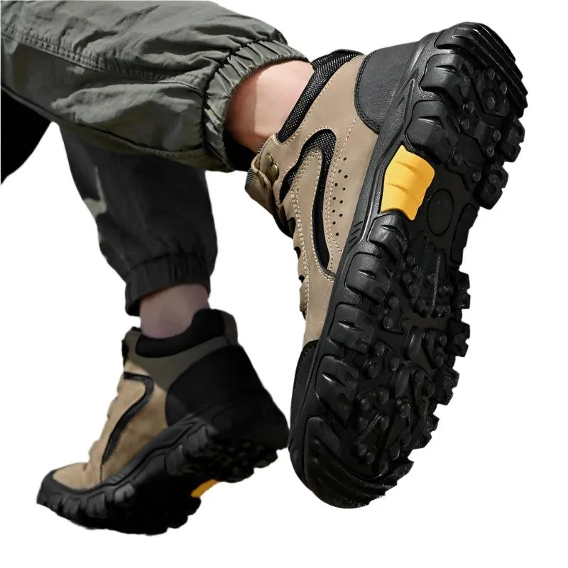 Men's Anti-Slip Outdoor Genuine Leather Hiking Walk Mountaineering  Snow Boots