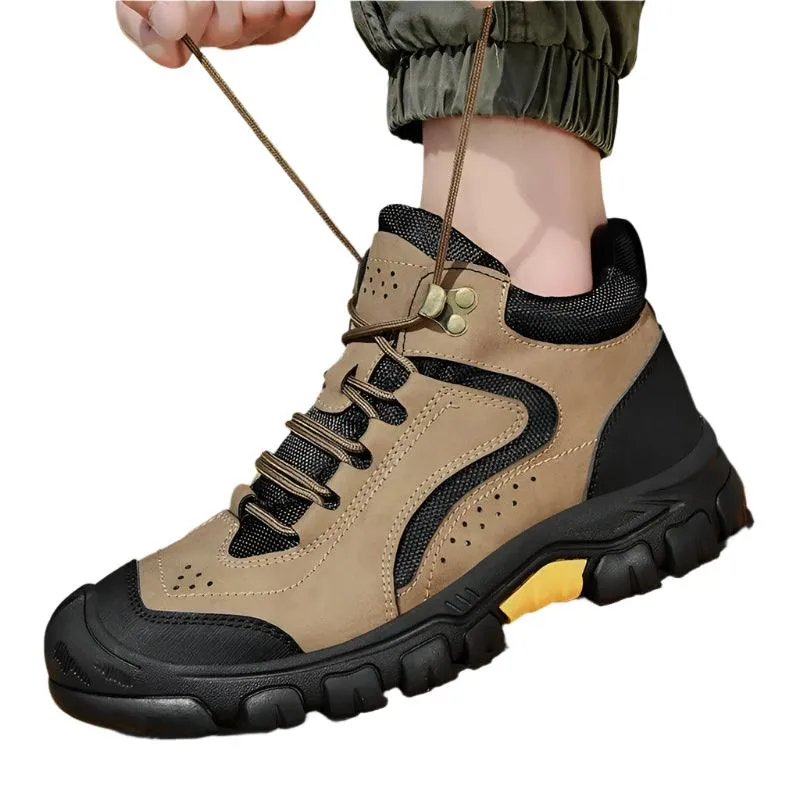 Men's Anti-Slip Outdoor Genuine Leather Hiking Walk Mountaineering  Snow Boots