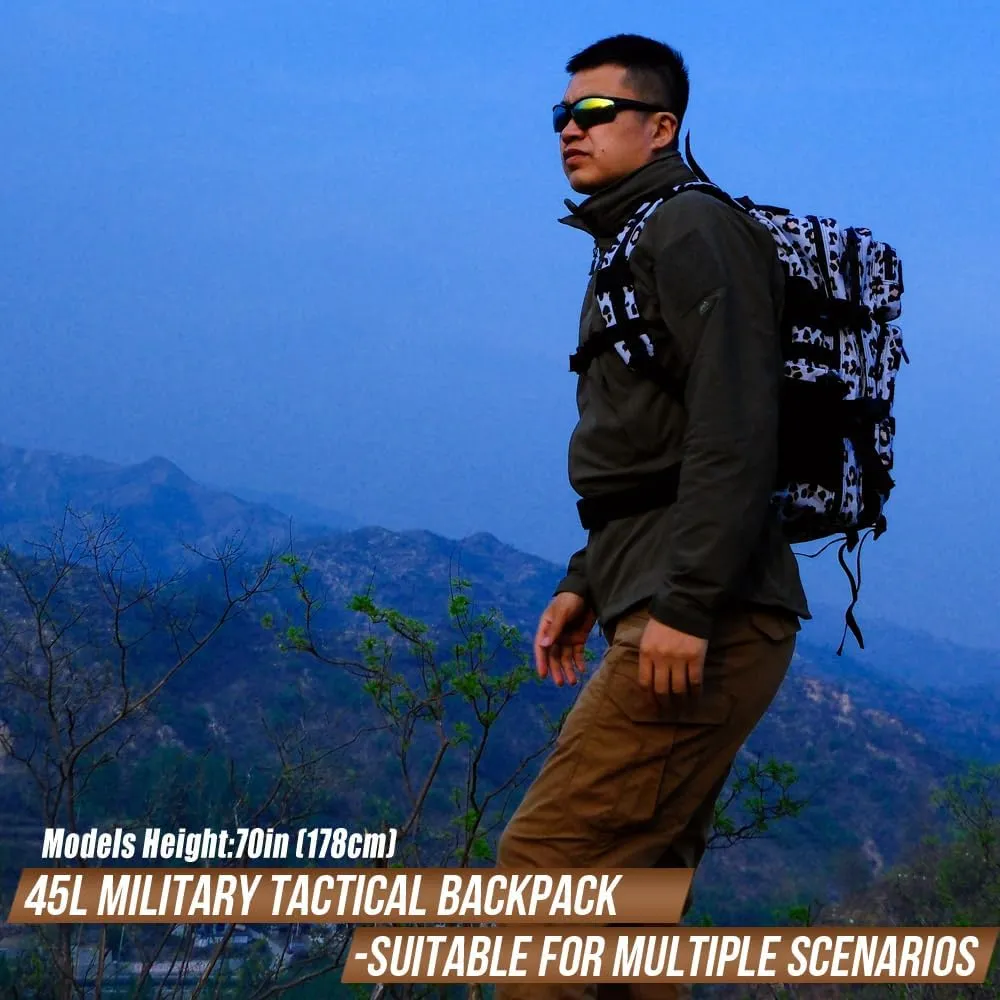 Military Tactical Backpack 45L Large Tactical Backpack for Men, Hiking Rucksack With Bottle Holder
