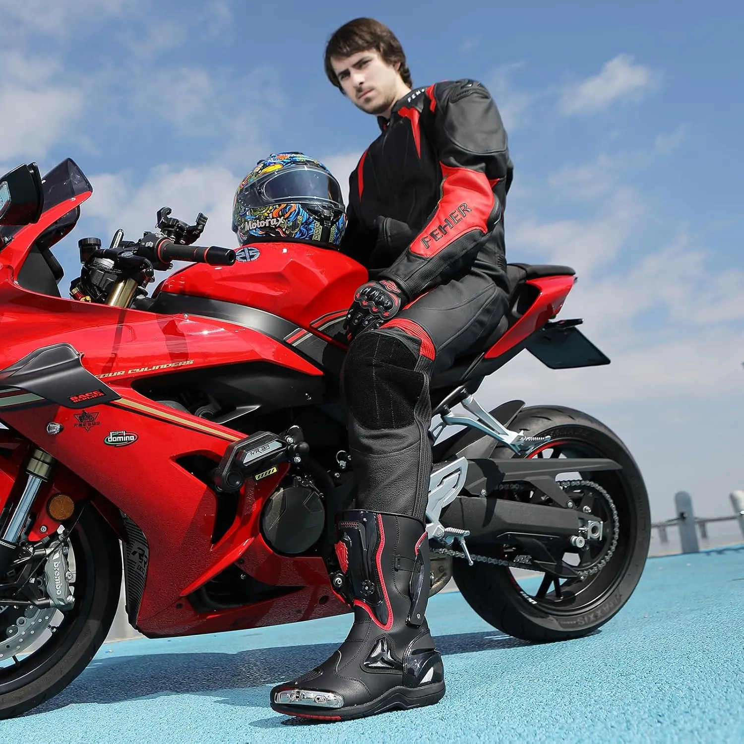 Motorcycle Riding Boots Motorcycle Leather Boots for Women and Men Protection Anti Slip Racing Sports