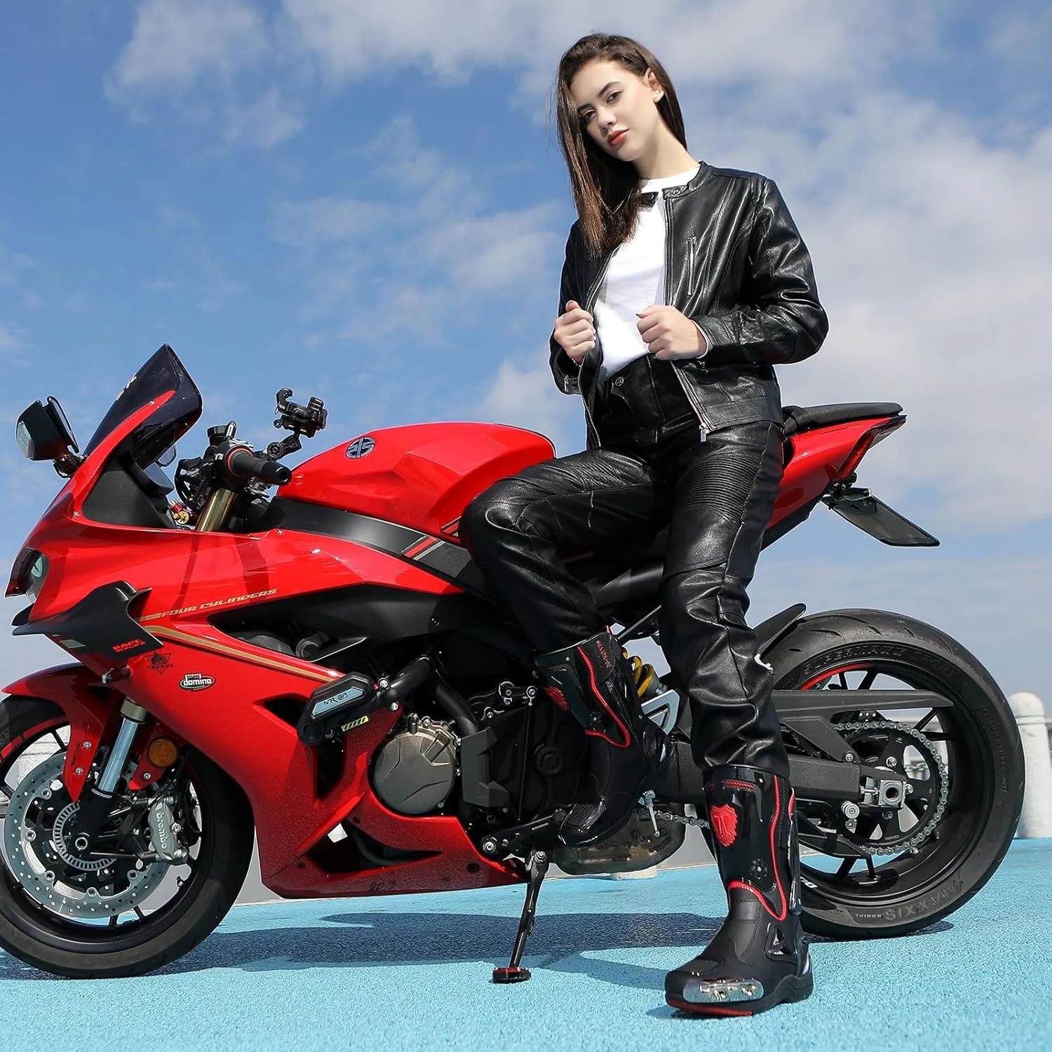 Motorcycle Riding Boots Motorcycle Leather Boots for Women and Men Protection Anti Slip Racing Sports