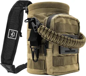 NATURE PIONEOR 32 64 128oz Tactical Water Bottle Pouch, Multi-Function Tactical Water Bottle Bag with Adjustable Shoulder Strap, Half/One Gallon Molle Strap Carrier Holder