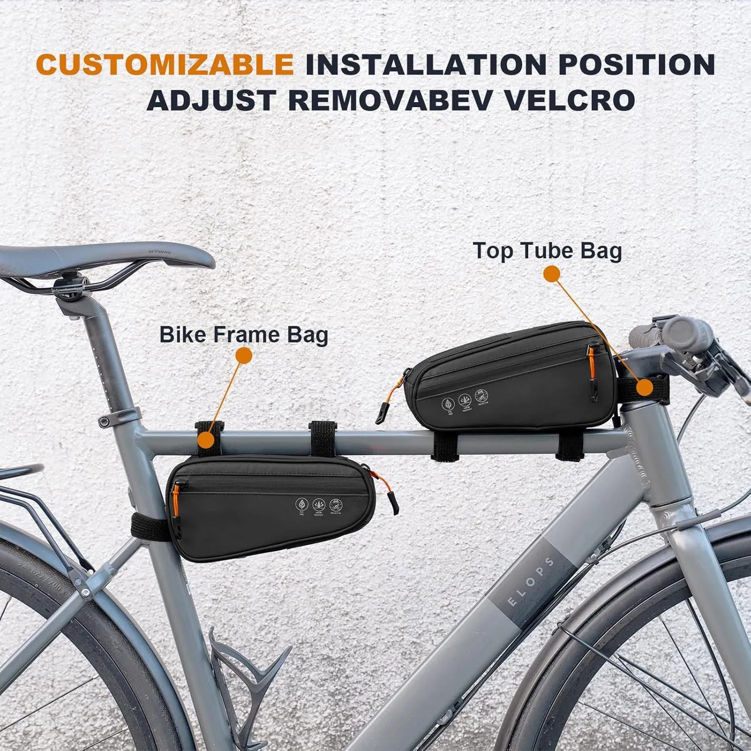 NDakter Bike Triangle Frame Bag, Bicycle Storage Pouch with 2 Side Pockets, 3-in-1 Top Tube Bags for Phone, Waterproof Cycling Tool Accessories Pack for MTB Mountain Road Bikes1.2L
