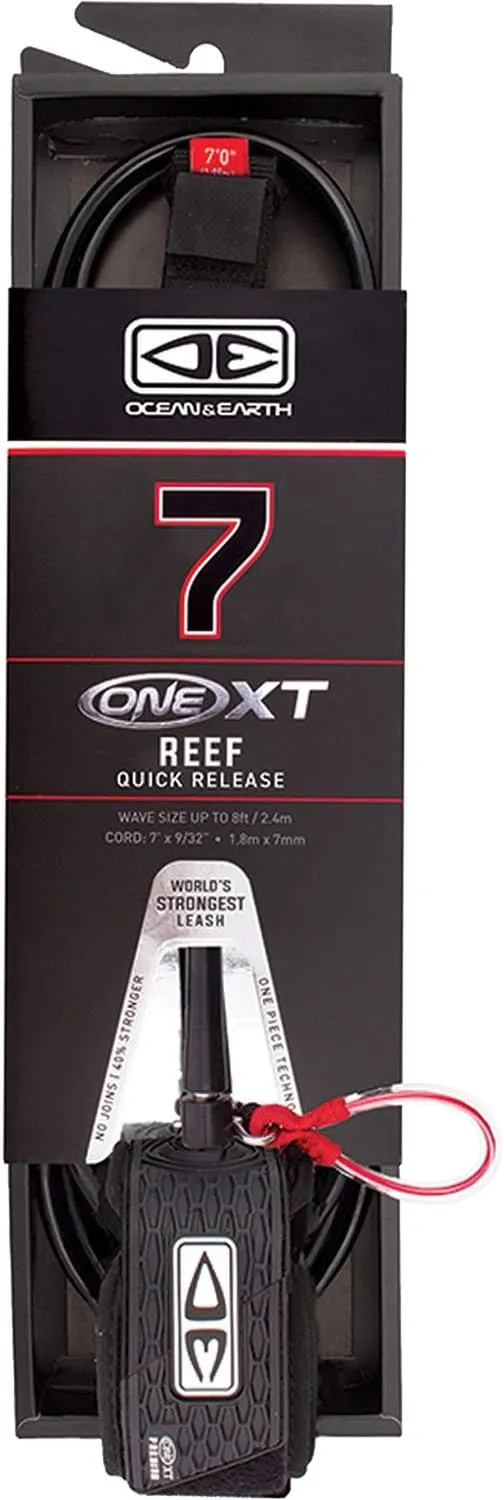 Ocean & Earth One XT Big Wave Pin Release Black Surfboard Leash - 7'