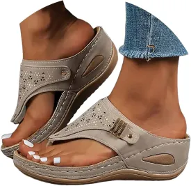 Orthopedic Sandals for Women, Women's Wide Width Flat Sandals with Arch Support, Wedge & Flip Flops, Casual Gladiator Sandals in Faux Leather & Leather, Open Toe, Spring, Summer & Fall