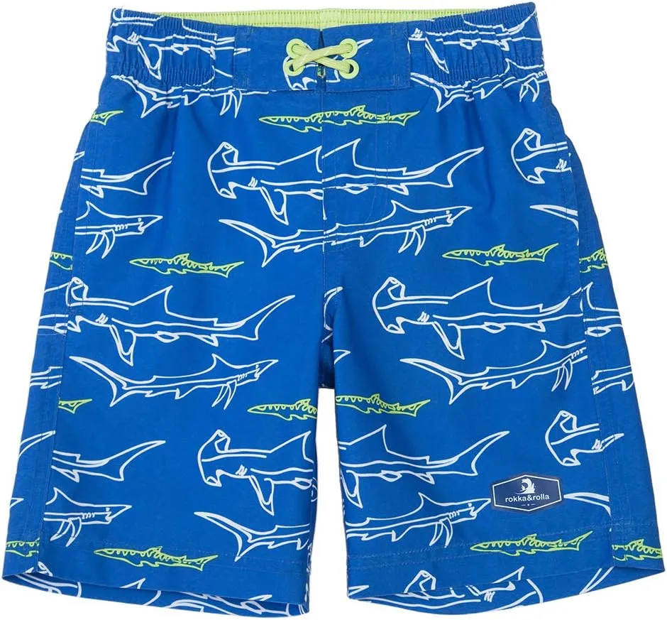 Rokka&Rolla Boys' Swim Trunks UPF 50  Quick Dry Bathing Suit Swimwear Beach Shorts with Mesh Lining