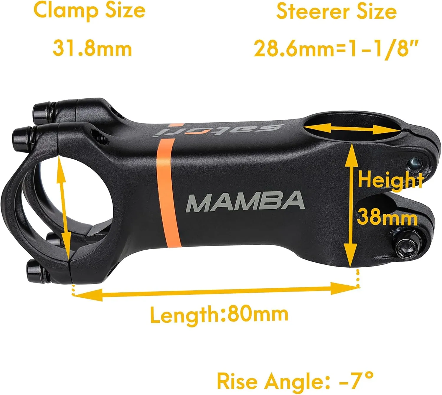 Satori Mamba Bicycle Stem -7 Degree Professional Level 3D Forged Alloy Road Mountain Bike Lightweight Handlebar Stem 31.8mm Clamp - Compatible with 1-1/8" Fork Steerer Tube