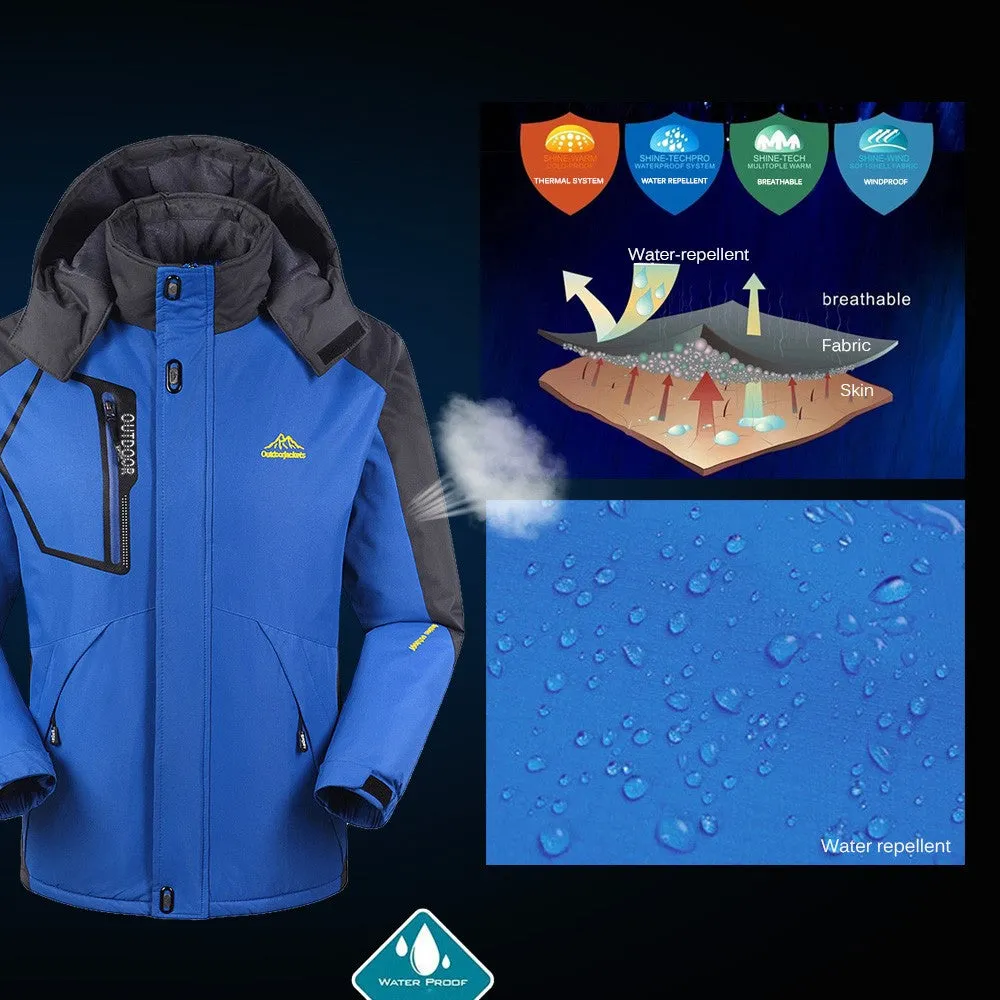 Sidiou Group Men Windproof Fleece Jacket Winter Outdoor Sport Waterproof Ski Jacket Coat