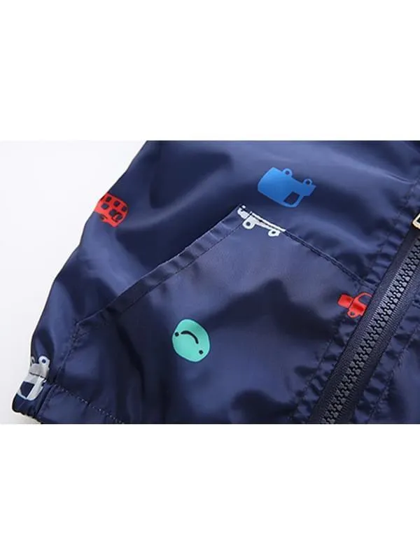 Toddlers Boys Cartoon Cars Hooded Coat