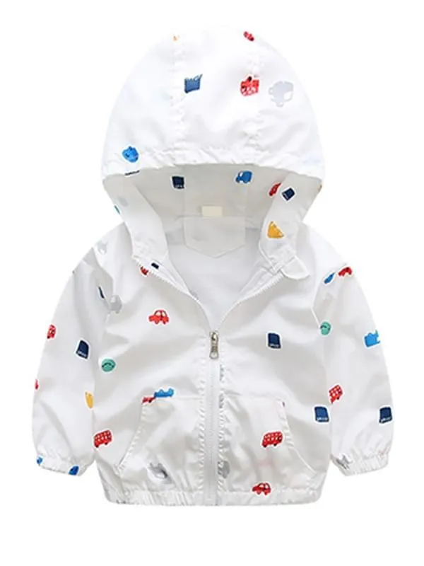 Toddlers Boys Cartoon Cars Hooded Coat