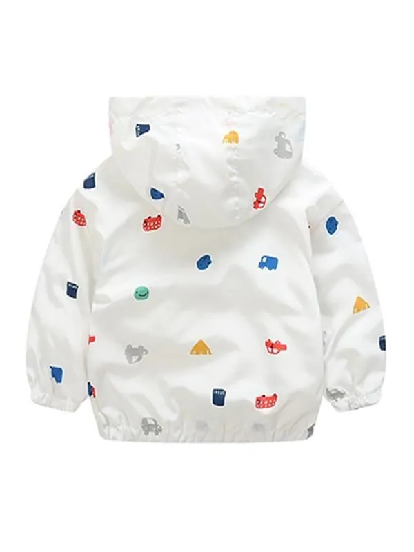 Toddlers Boys Cartoon Cars Hooded Coat