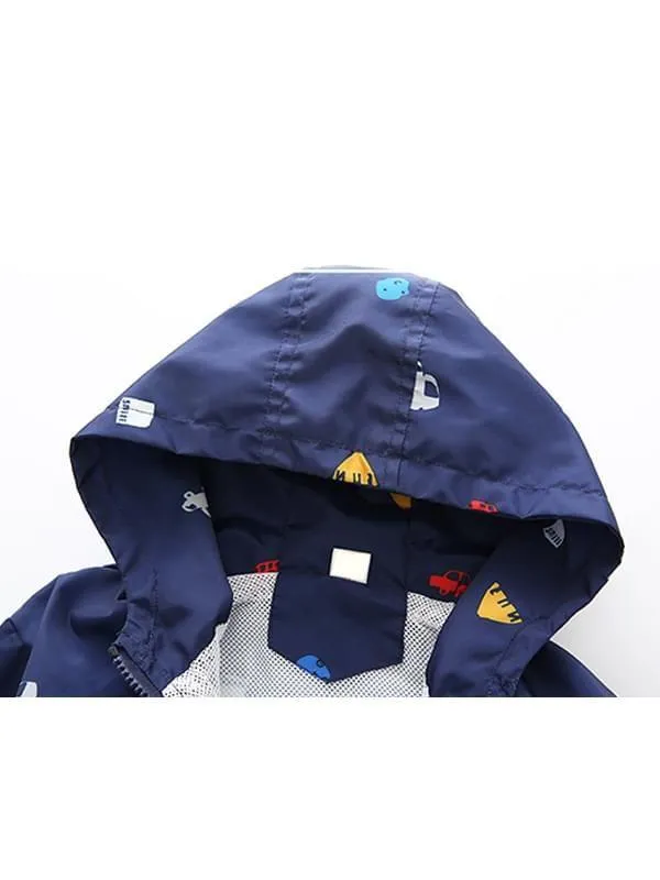 Toddlers Boys Cartoon Cars Hooded Coat